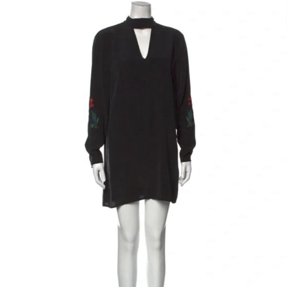 Baldwin KC Mini Silk Dress With Embroidered Sleeves Size Small
